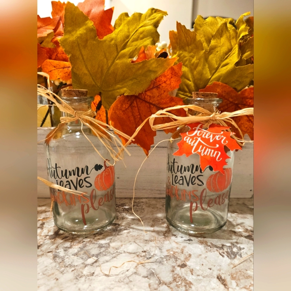 Set of 2 Fall Glass Decor.